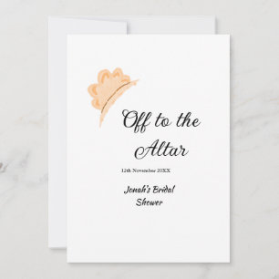 Off to the altar orange cap hat bridal shower name invitation