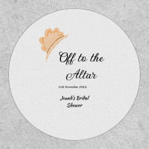 Off to the altar orange cap hat bridal shower name patch
