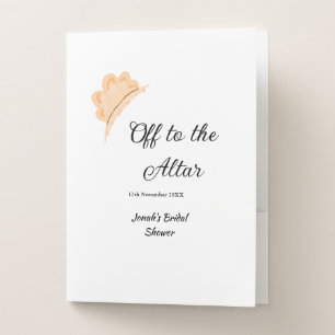 Off to the altar orange cap hat bridal shower name pocket folder