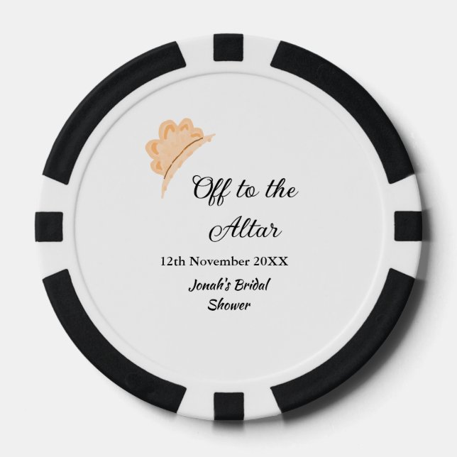 Off to the altar orange cap hat bridal shower name poker chips (Front)
