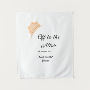 Off to the altar orange cap hat bridal shower name tapestry