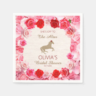 Off to the Altar Red Roses Bridal Shower Napkins