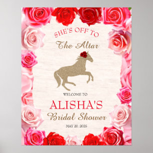 Off to the Altar Red Roses Bridal Shower Sign