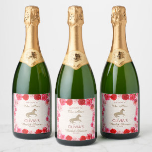 Off to the Altar Red Roses Bridal Shower Sparkling Wine Label