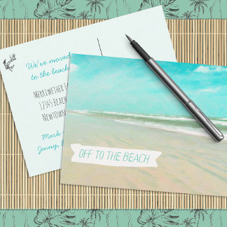 Off to the beach! Change of Address Postcards
