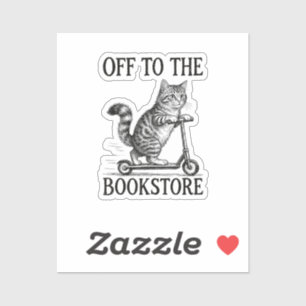 Off to The Bookstore Reading Bookworm Sticker