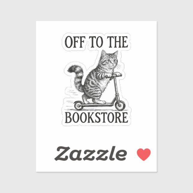 Off to The Bookstore Reading Bookworm Sticker (Sheet)