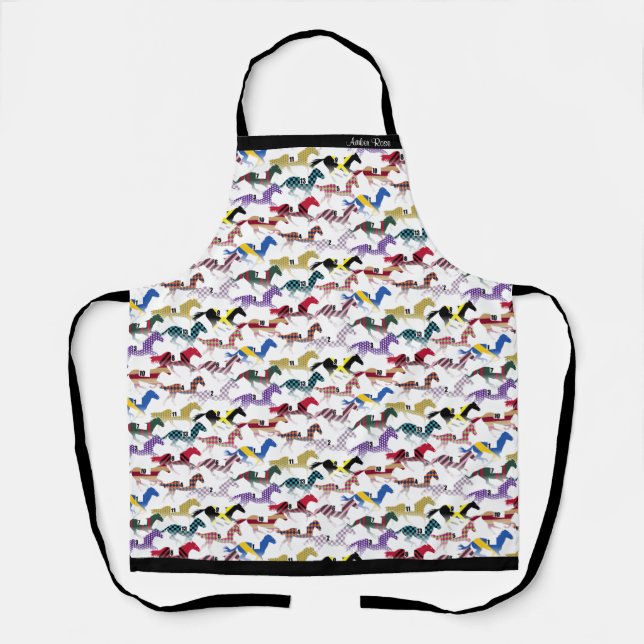 Off to the Horse Races Jockey Silk Pattern Apron (Front)