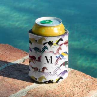 Off to the Horse Races Jockey Silk Pattern Can Cooler