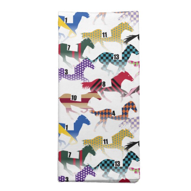 Off to the Horse Races Jockey Silk Pattern Cloth Napkin (Folded)