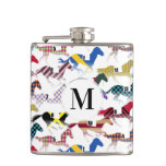 Off to the Horse Races Jockey Silk Pattern Flask