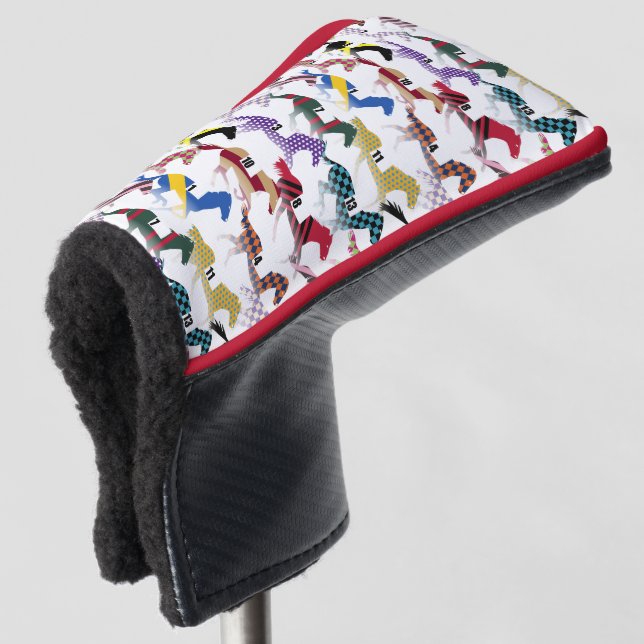 Off to the Horse Races Jockey Silk Pattern Golf Head Cover (3/4 Front)