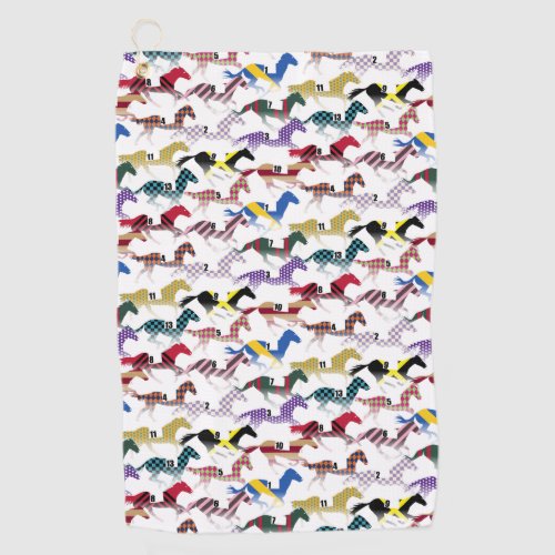 Off to the Horse Races Jockey Silk Pattern Golf Towel