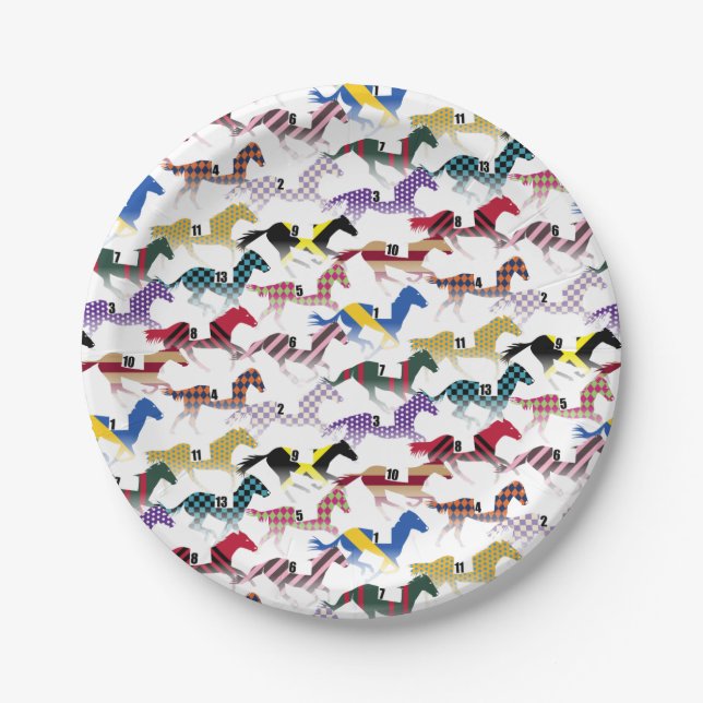 Off to the Horse Races Jockey Silk Pattern Paper Plates (Front)