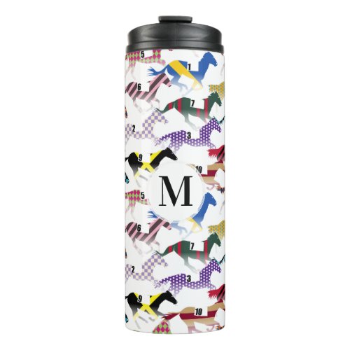 Off to the Horse Races Jockey Silk Pattern Thermal Tumbler