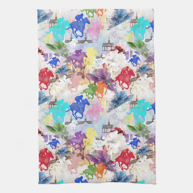 Off to the Horse Races Kitchen Towel (Vertical)