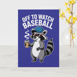Off to Watch Baseball Raccoon Card