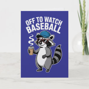 Off to Watch Baseball Raccoon Card