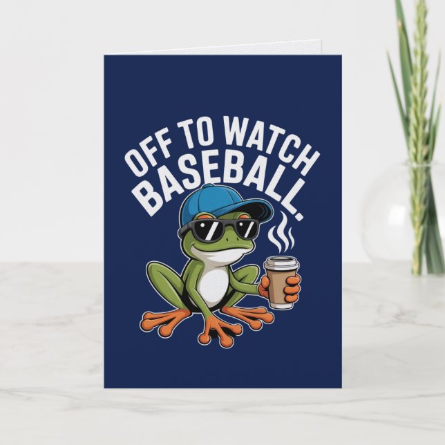 Off to Watch Baseball Sporty Frog Card  (Front)