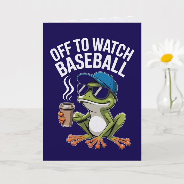 Off to Watch Baseball Sporty Frog Card  (Small Plant)