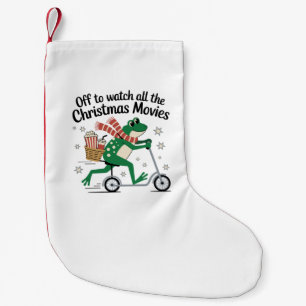 Off To Watch Christmas Movies Frog Santa Small Christmas Stocking