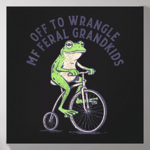 Off To Wrangle Feral Grandkids Frog Retro Vintage Canvas Photo Tile