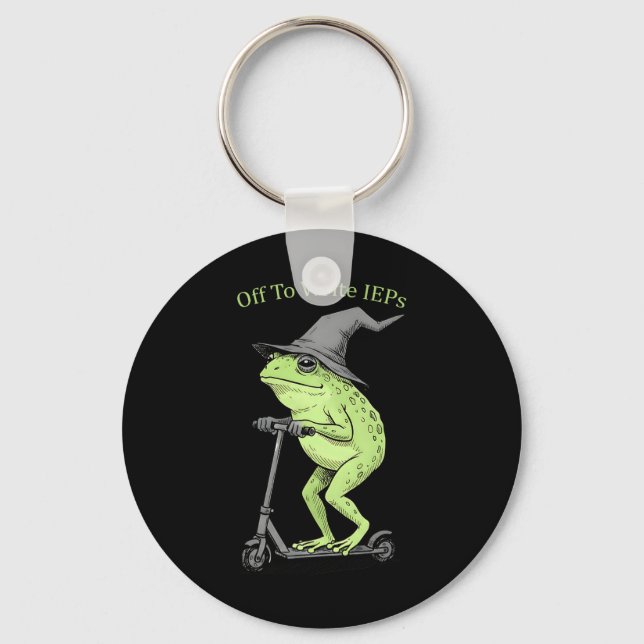 Off To Write Ieps Funny Frog Teacher School Psycho Keychain (Front)