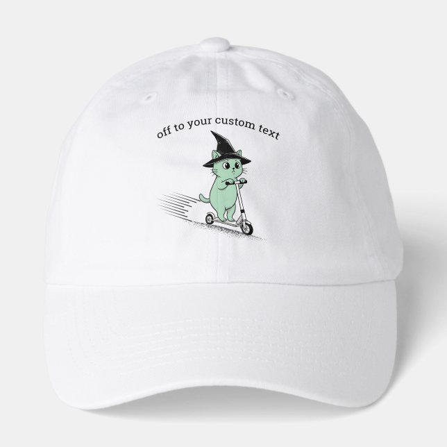Off To Your Custom Text Funny Cat Scooter Hat (Front)