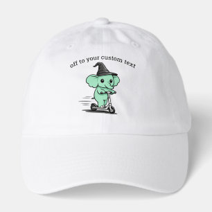 Off To Your Custom Text Funny Elephant On Scooter Hat
