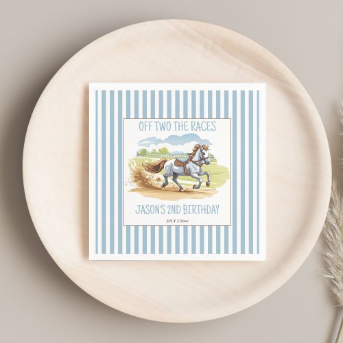 Off two the races equestrian birthday printed napkins