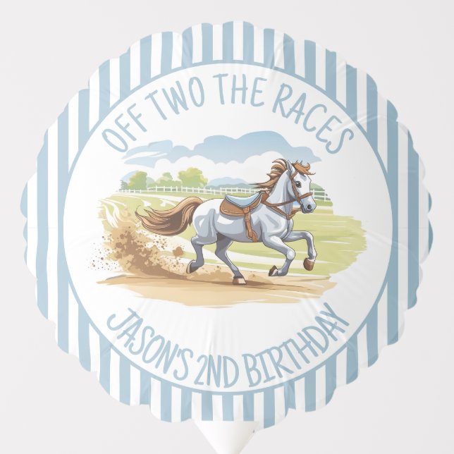 Off two the races equestrian derby party printed balloon (Front)