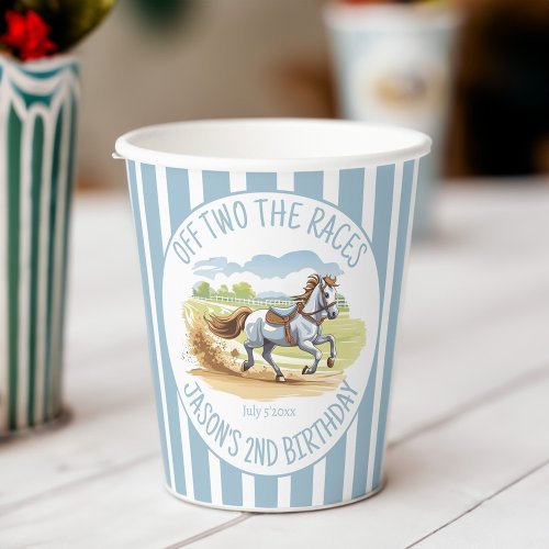 Off two the races equestrian derby party printed paper cups