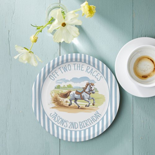 Off two the races equestrian derby party printed paper plates