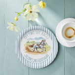 Off two the races equestrian derby party printed paper plates<br><div class="desc">Off two the races horse equestrian derby pony horse themed birthday party printed party paper plates template,  cute racing horse pony galloping on a race track personalized equestrian party table decor personalized tableware printed paper plates</div>