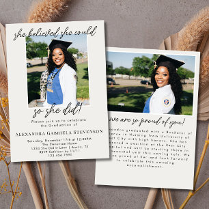 Off White 2 Photo Script Graduation Announcement 
