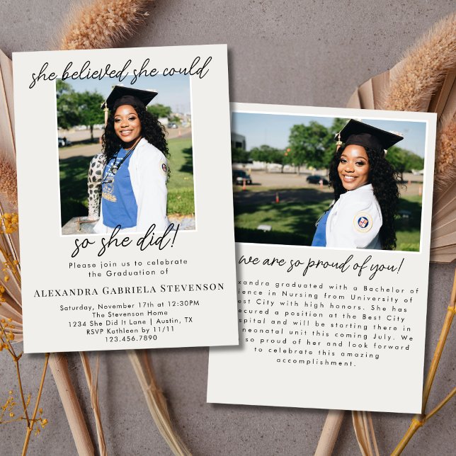 Off White 2 Photo Script Graduation Announcement  (Creator Uploaded)