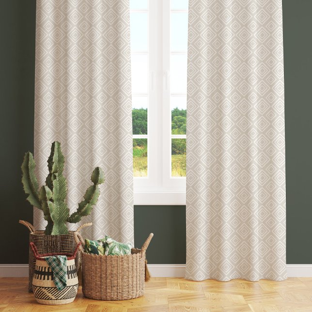 Off White Abstract Geometric Pattern Sheer Curtains (Creator Uploaded)