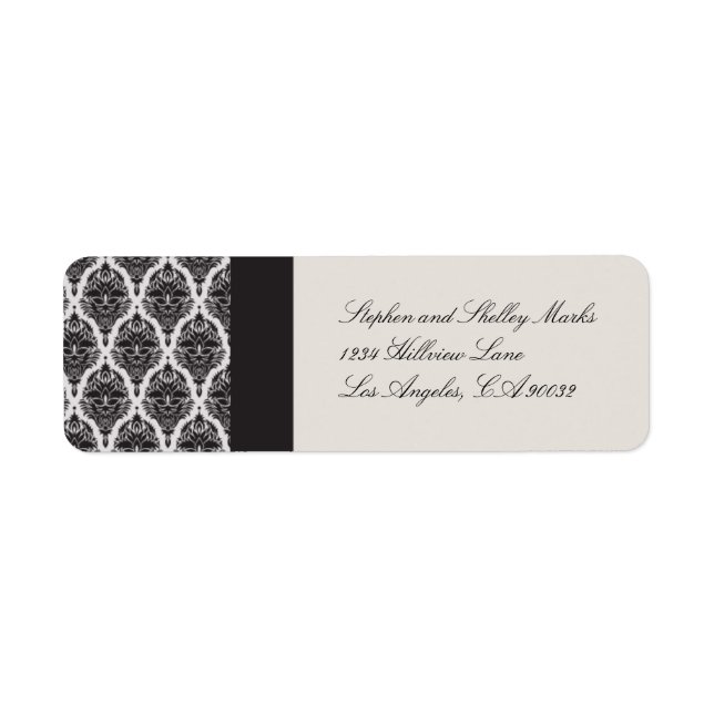 Off White and Black Damask Wedding Labels-2 Label (Front)