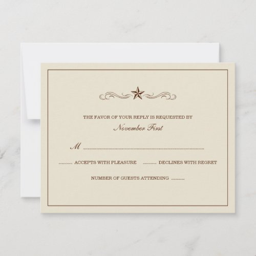 Off-white and Brown Western Wedding RSVP