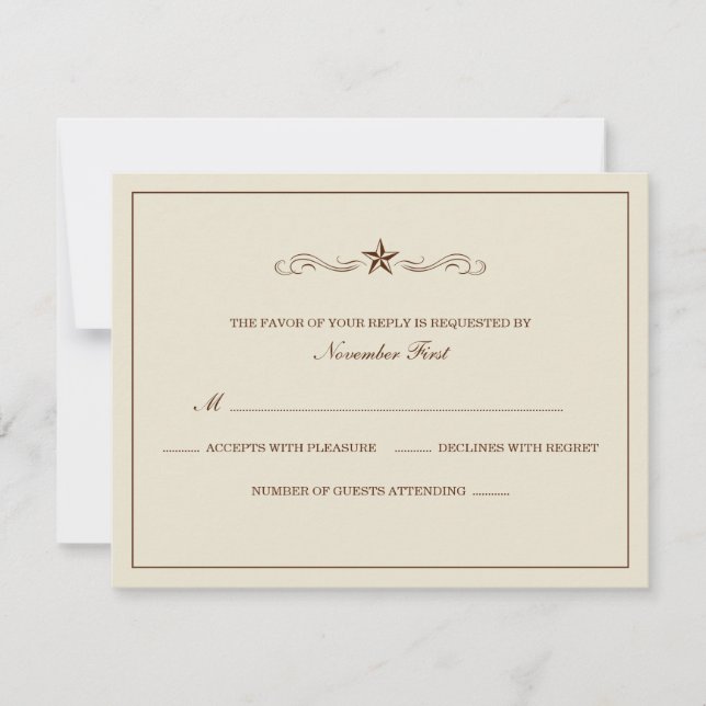 Off-white and Brown Western Wedding RSVP Card (Front)