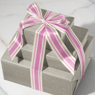 Off-White and Candy Pink Ticking Tape Ribbon