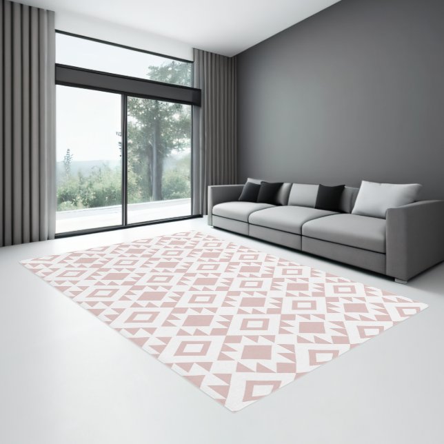 Off White and Dusty Rose Pink Navajo Geometric Rug (Insitu (Indoor 3))
