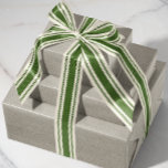 Off-White and Forest Green Ticking Tape Ribbon