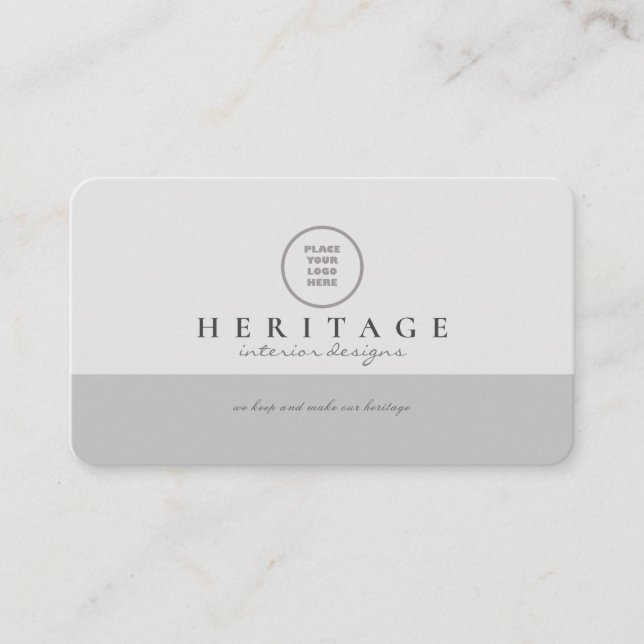Off White and Gray Professional Social Media Logo Business Card (Front)