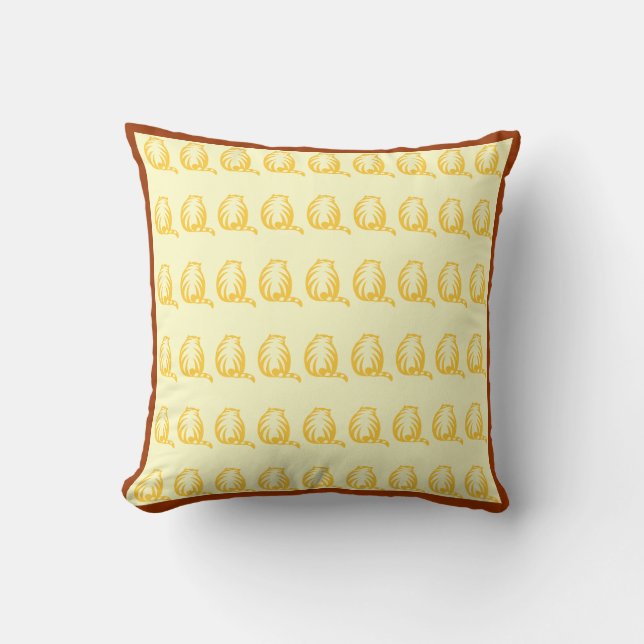 Off white and mustard yellow CATS modern  pillow (Front)