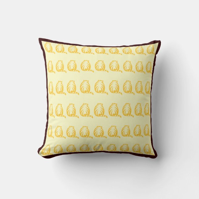Off white and mustard yellow CATS modern  pillow (Front)