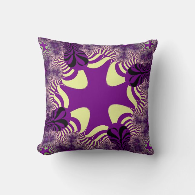 Off-White and Purple Cross Throw Pillow (Front)