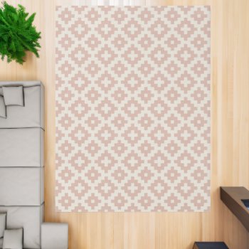 Off White And Rose Pink Geometric Aztec Pattern Rug by HoundandPartridge at Zazzle
