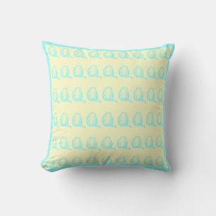 Off white and teal CATS modern pillow