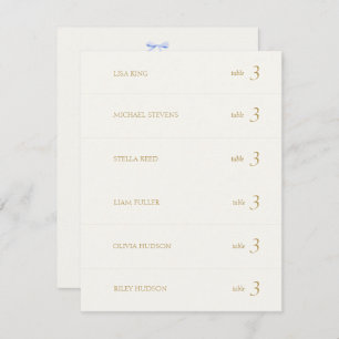 Off White Blue Ribbon Place Name Escort Card